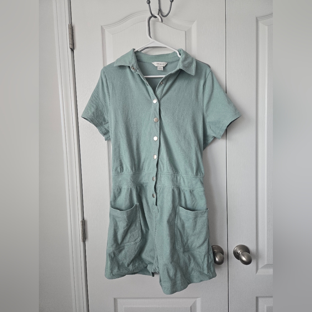 Rae Mode Green Button-Up Romper Sz Large